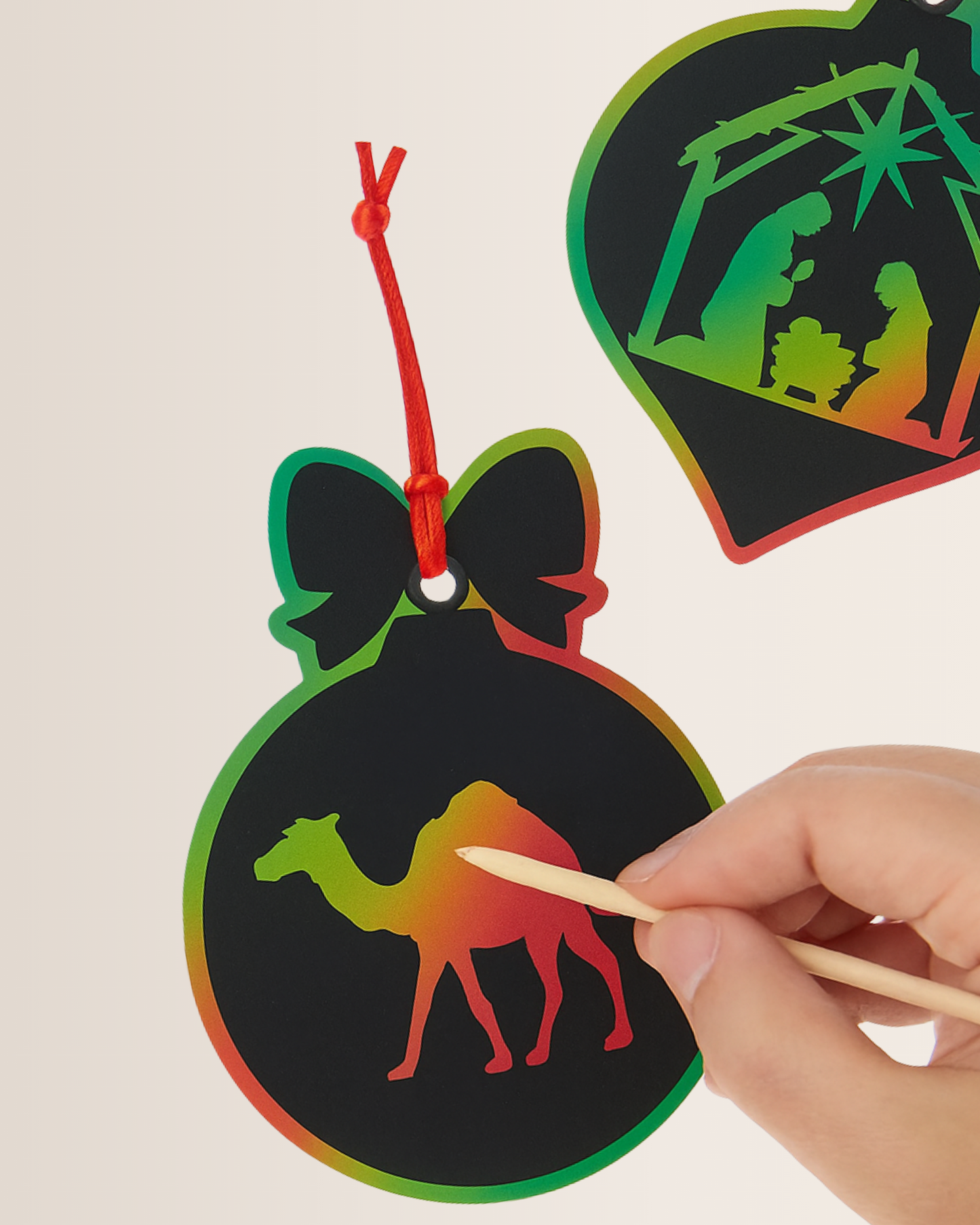 Scratch Art Ornaments & Nativity Stencils